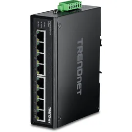 TRENDNET TRENDnet, TI-G80, 8-Port Gigabit DIN Rail Industrial Switch, 16 Gbit/s Switching-Fähigkeit, IP30-zertifiziertes Metallgehäuse (-40 bis 167 °F), DIN-Schiene und Wandhalterungen enthalten