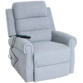 Mendler Fernsehsessel HWC-K63, Relaxsessel Sessel, Liegefunktion Aufstehhilfe Massage Heizfunktion, Stoff/Textil ~ hellgrau