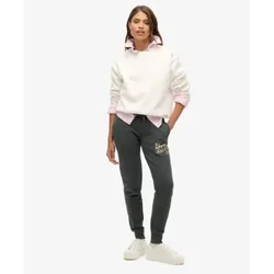 Superdry für Damen. W7011093A Eng anliegende Jogginghose mit metallischem Luxe-Logo grau (XS), Lässig, Baumwolle