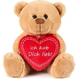 Brubaker Teddy Plüschbär mit Herz 25 cm Braun