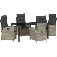 vidaXL Garten Essgruppe 5-tlg. Hellgrau Poly Rattan