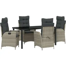 vidaXL Garten Essgruppe 5-tlg. Hellgrau Poly Rattan