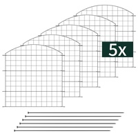 VERDOBA Teichzaun Gartenzaun Komplettset - Metall 5 Zaunelemente - für den Garten, Gitterzaun Set Oberbogen für Hunde (5x Oberbogen, Anthrazit - RAL 7016)