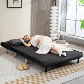 Homcom Schlafsofa 3 in 1 2 Sitzer mit Schlaffunktion, Samtoptik, - Dunkelgrau
