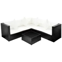 vidaXL 4-tlg Garten-Lounge-Set mit Auflagen Poly Rattan Schwarz Modell 31