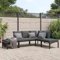 vidaXL 4-tlg. Garten-Sofagarnitur mit Kissen Schwarz Aluminium