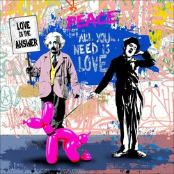Glasbild LOVE IS THE ANSWER - bunt