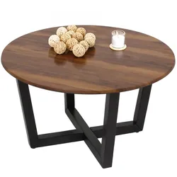 Couchtisch MCW-M61, Beistelltisch Sofatisch, Massiv-Holz HPL Laminat Melamin Ø80cm, Sheesham Holz-Optik, dunkles Gestell