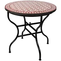 Marrakesch Orient & Mediterran Interior Albaicin Mosaiktisch Ø 100 x 75 cm Bordeaux/Natur