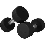 SPORTNOW Set 2 Kurzhanteln mit 12 Seiten je 2x8 kg aus Metall und Gummi, Fitness-Kurzhantel Set mit rutschfester Grifffläche, 26x12x12 cm, Schwarz   Aosom