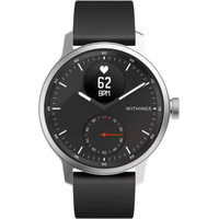 WiThings ScanWatch 42 mm silver / black mit schwarzem Silikonarmband