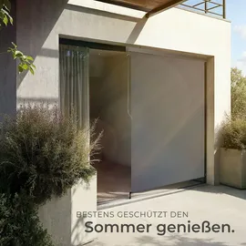 Tectake tectake® Senkrechtmarkise, verschiedene Größen, pulverbeschichtetes Aluminiumgehäuse, inkl. Wandhaltern
