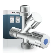 Kirchhoff Geräte Universal Eckventil mit Spülmaschinenanschluss, 1⁄2“ Eckregulierventil für Kaltwasserleitung, Absperrhahn Waschbecken Bad, Kaltwasser Armatur 98480090