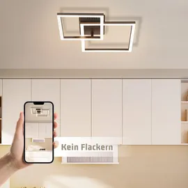 GBLY ZMH LED Deckenleuchte Wohnzimmer Schwarz Küche Lampe Eckig Deckenlampe 20W Warmweiß Schlafzimmerlampe Modern Design Schwarz