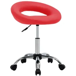 vidaXL Arbeitshocker auf Rollen Rot Kunstleder