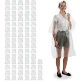 60 x Regenponcho Einweg, Einmal Regencape mit Kapuze, für Erwachsene, Notfallponcho Unisex, Einheitsgröße, transparent