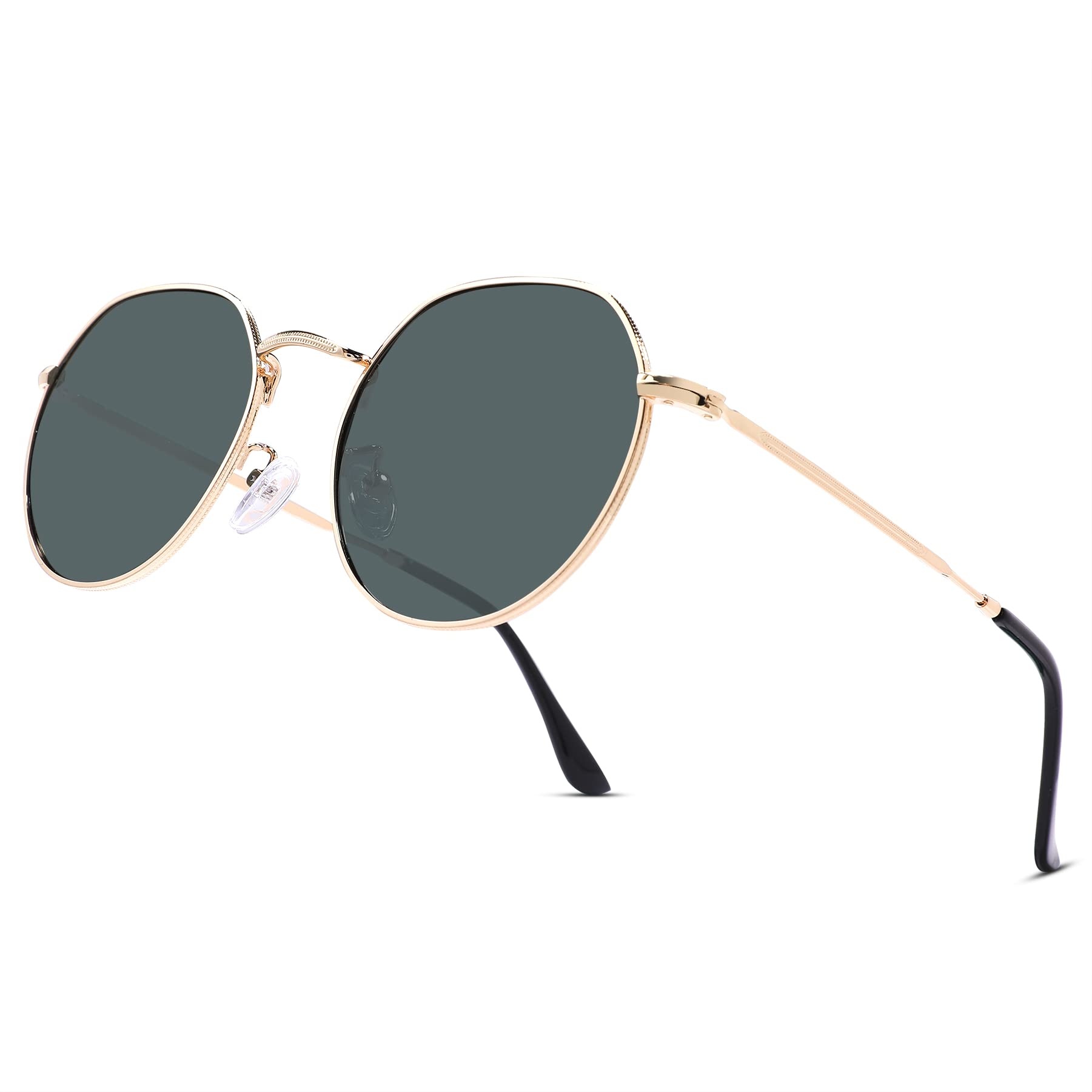 COASION Polarisierte Runde Retro Sonnenbrille Damen Herren Vintage Metallrahmen UV400 Schutz Lense für Frauen Männer