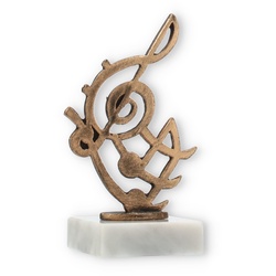 Pokal Konturfigur Musiknote altgold auf weißem Marmorsockel 14,3cm