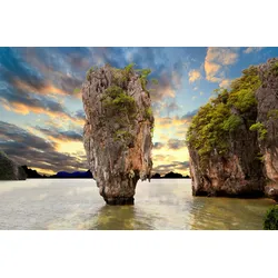 Fototapete PAPERMOON "INSEL-PHANG NGA THAILAND JAMES BOND KLIPPE GEBIRGE MEER", bunt, B:4,00m L:2,60m, Vlies, Tapeten