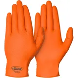 ViGOR Nitril Handschuhe V6436-L 100er Pack I ausgezeichente Haftung, Rutschfest auch im Umgang mit Öl, Fett, Chemikalien und Schmutz I Touchscreen Handschuhe I Farbe: Orange, Größe 9 (L)