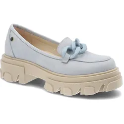 Blaue Halbschuhe Maciejka Modische Leder Mokassins, 38