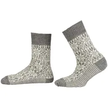 Hirsch Natur Norweger Sterne Socke - Grau/Natur 40-41)