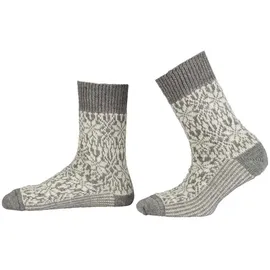 Hirsch Natur Norweger Sterne Socke - Grau/Natur 40-41)