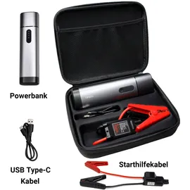TIMIGO Starthilfe Powerbank in edlem Aluminium Design, 12V-500A Spitzenstrom, 38.4Wh Tragbare Auto Starthilfe für 6.0L Benzin- und 5.0L Dieselmotor, LED Taschenlampe