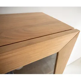 DeLife Kayu Akazie Natur 2 Glastüren V-Fuß Highboard