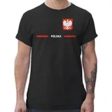 Shirtracer T-Shirt Polen Trikot Wappen, Polska mit Stolz, Polnisches Fan-Motiv 2026 Fussball WM Fanartikel schwarz S