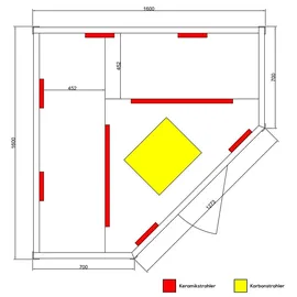 Dewello HALEY 160cm x 160cm für 2-4 Personen mit 8 Keramikstrahlern, Bodenstrahler, Farblicht und LED