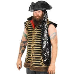 Elope Kostüm Piratenhut Krake, Schwarzer Dreispitz mit eingedrucktem Meerestier schwarz