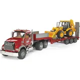 Bruder 02813 - MACK Granite LKW inkl. Tieflader und JCB Baggerlager 1:16