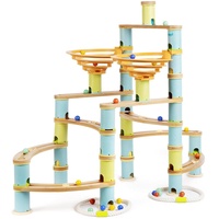 boppi Murmelbahn umweltfreundlich 138 Stück Holz Bambus-Labyrinth für Kinder mit 24 Murmeln - Konstruktion STEM Spielzeug für Jungen und Mädchen ab 3 Jahren - Jumbo Packung