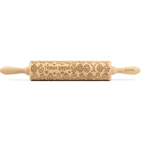 Folkroll Teigroller FOLKROLL "3D-Motiv-Teigrolle", braun, L:43cm, Buchenholz, Teigroller, Happy
