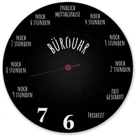 Speecheese Bürouhr mit Feierabend Countdown Wanduhr aus Alu Uhr