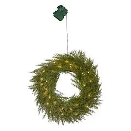 MARELIDA LED Tannenkranz Thuja Türkranz beleuchtet Weihnachtskranz Timer Außen 45cm