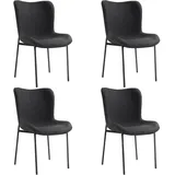Tectake Polsterstuhl Tessa Webstoff schwarz 4er Set