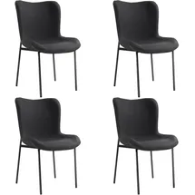 Tectake Polsterstuhl Tessa Webstoff schwarz 4er Set