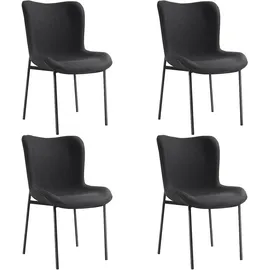 Tectake Polsterstuhl Tessa Webstoff schwarz 4er Set