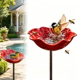 Metall Bienentränke Gartenstecker,Dekorative Vogeltränke Blume,Insektentränke Gartens Für Bienens Schmetterlingstränke,Gartendeko Für Draußen (1PC)