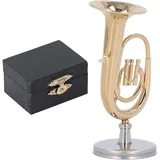 Miniatur-Tuba-Modell, Vergoldetes Euphonium, Stilvolle Nachbildungen von Musikinstrumentenmodellen mit Sockel für Musikliebhaber, Ideal für Büros und Autos