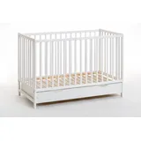 ASM-Moebel Kinderbett Cypi II Plus 60x120 cm mit einer Matratze weiß matt + Schublade - Weiß
