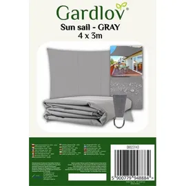 gardlov 23143 Sonnensegel 4x3 m grau - Grau