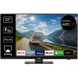 REFLEXION LDDX22IBT-Black Smart LED Fernseher 22 Zoll / 55cm, LG webOSHub, Wohnwagen/Wohnmobil/Camping/Caravan/Boot/LKW TV, Slimline, 12/24/230 Volt, Full HD, Triple Tuner, Bluetooth, WLAN, DVD-Player