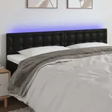 vidaXL LED Kopfteil Schwarz 180x5x78/88 cm Kunstleder