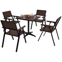 Mendler 4er-Set Gartenstuhl+Gartentisch HWC-J95, Stuhl Tisch, Gastro Outdoor-Beschichtung, Alu Holzoptik