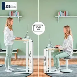 Leitz AKTION: LEITZ Ergo Compact höhenverstellbarer Schreibtisch weiß rechteckig, A-Fuß-Gestell weiß 65,0 x 46,0 cm mit 10 Euro CashBack