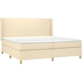 vidaXL Boxspringbett mit Matratze & LED Creme 200x200 cm Stoff