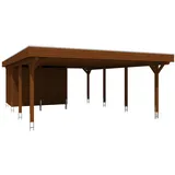 SKANHOLZ Skan Holz Carport Spessart m. Abstellr. 611 x 846 cm Nuss